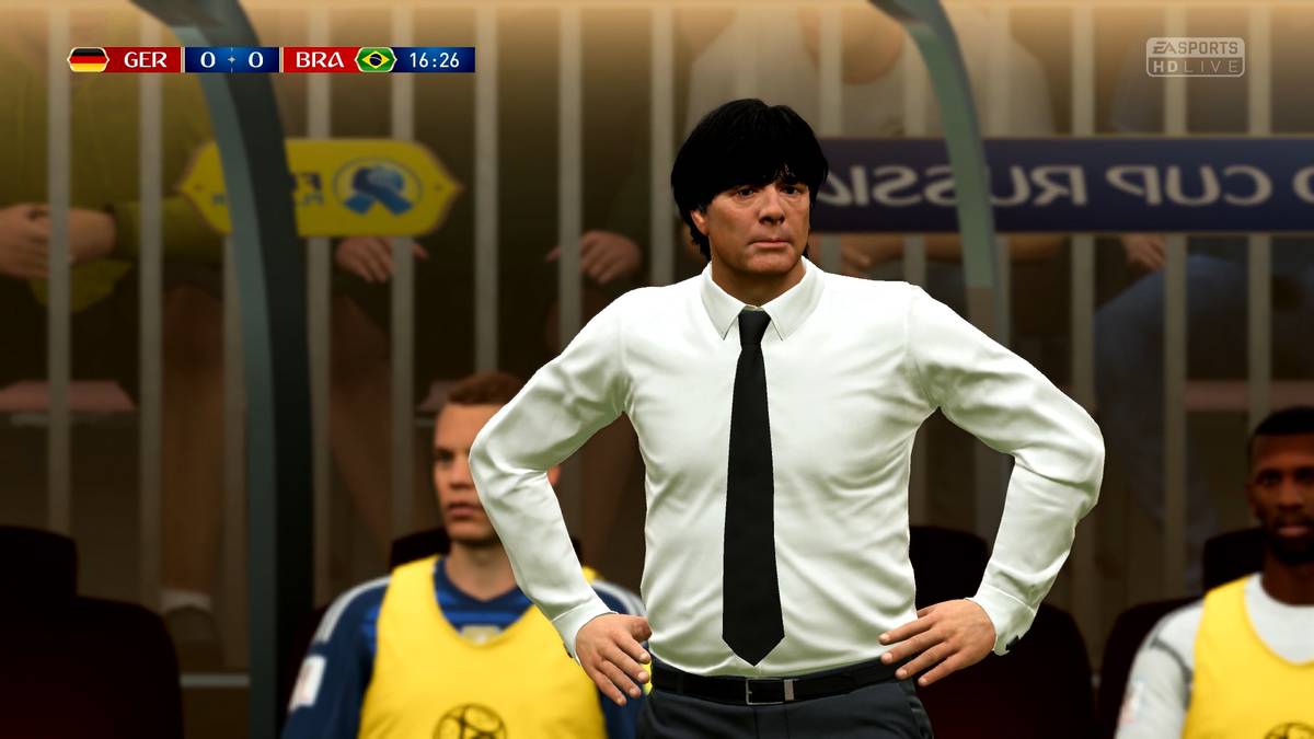 Jogi Löw hingegen wirkt wie ein Fels in der Brandung. Erstmals wurden mit dem WM-Modus auch die jeweiligen Nationalmannschaftstrainer in dem Spiel verbaut