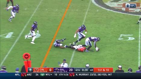 Die Defense der Balitmore Ravens ist gegen die Bengals extrem stark. Und krönt sich mit einem Defensiv-Touchdown.