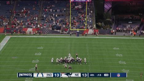 Im ersten Spiel nach der Super-Bowl-Niederlage gegen die Seattle Seahawks treffen die New England Patriots in der NFL-Preseason auf die Indianapolis Colts. Ein später Fehlschuss kostet sie dabei den möglichen Sieg.