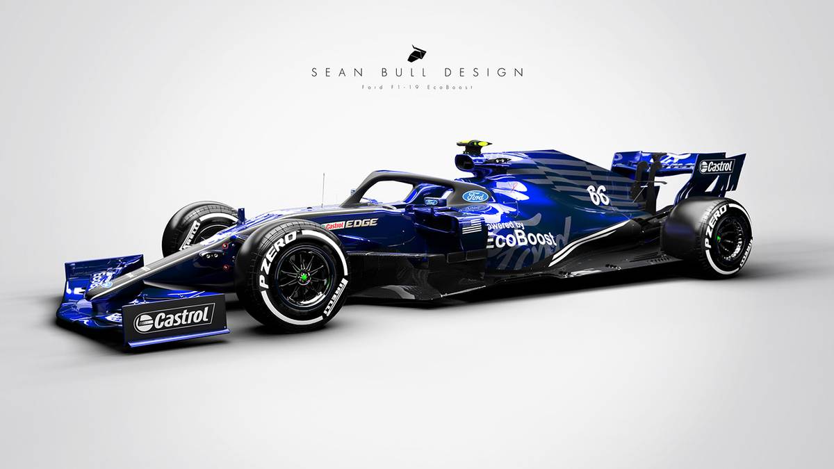 Auch die Traditionsmarke Ford könnte in die Formel 1 einsteigen. Ihr mögliches Design in dunklem Blau und Schwarz kann sich auf jeden Fall sehen lassen