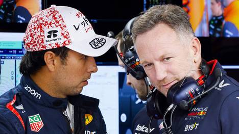 Sergio Pérez (l.) brachte Red-Bull-Teamchef Christian Horner zum Zittern
