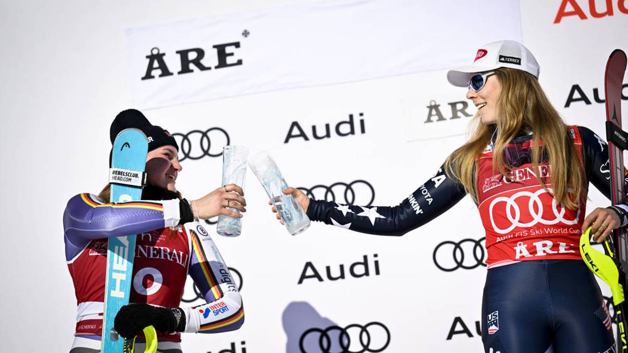 Ski-Star Mikaela Shiffrin (r.) krönte sich zum sechsten Mal zur Gesamtweltcup-Siegerin - knapp vor Emma Aicher 