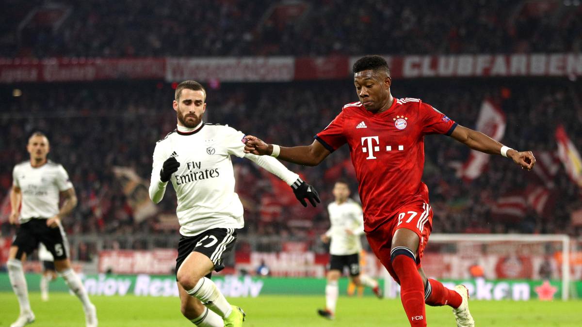 DAVID ALABA: Der Österreicher war sehr aktiv auf der linken Seite, machte auch immer wieder Wege nach vorne. Klärte eine gefährliche Benfica-Flanke mit einer starken Grätsche im eigenen Strafraum (27.). Tolle Vorarbeit beim 5:1 durch Ribery (76.) als er den Ball von der Grundlinie zurücklegte. SPORT1-Note: 2,5