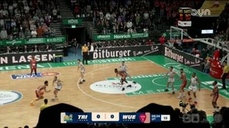 Die BBL-Highlights der Basketball-Partie VET-CONCEPT Gladiators Trier - Fitness First Würzburg Baskets im Video.