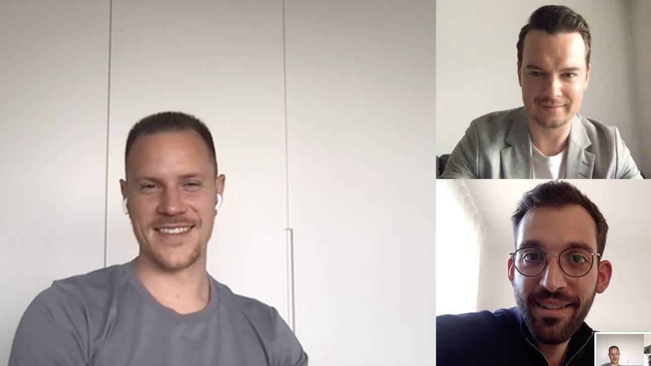 Die SPORT1-Chefreporter Florian Plettenberg (oben rechts) und Patrick Berger (unten rechts) sprachen mit Marc-André ter Stegen
