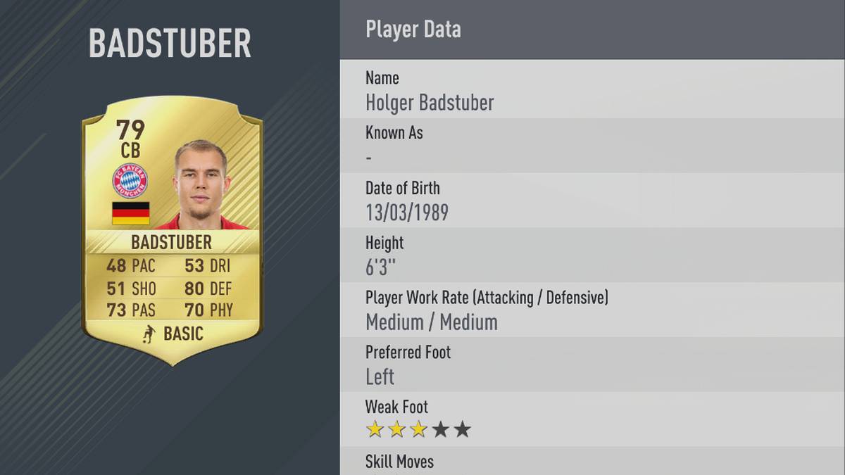 HOLGER BADSTUBER: Immer wieder durch Verletzungen aus der Bahn geworfen. Aus Bayern-Sicht auch bei FIFA ein Pechvogel. Schlechtere Bewertung als 2016