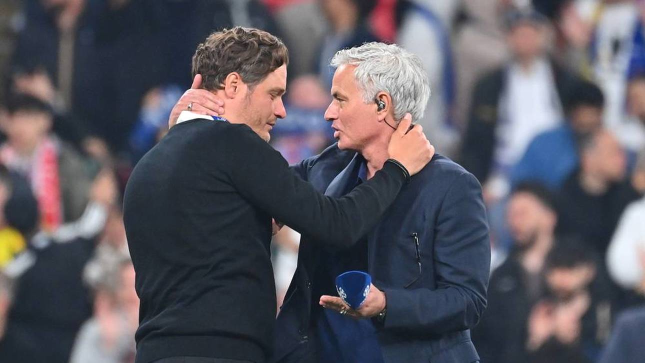 Edin Terzic (l.) und José Mourinho (r.) umarmten sich nach dem CL-Finale innig