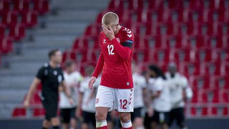 Kasper Dolberg bei der 0:2-Niederlage Dänemarks gegen Belgien