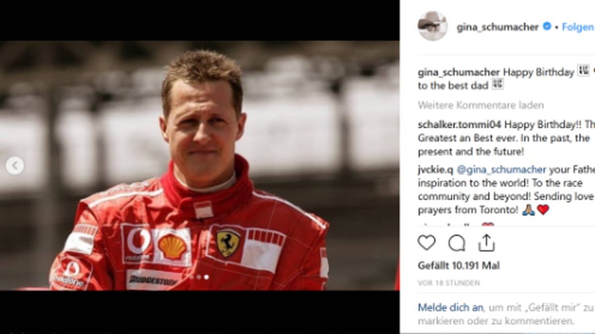 Gina Schumacher gratuliert Michael Schumacher zum 50. Geburtstag