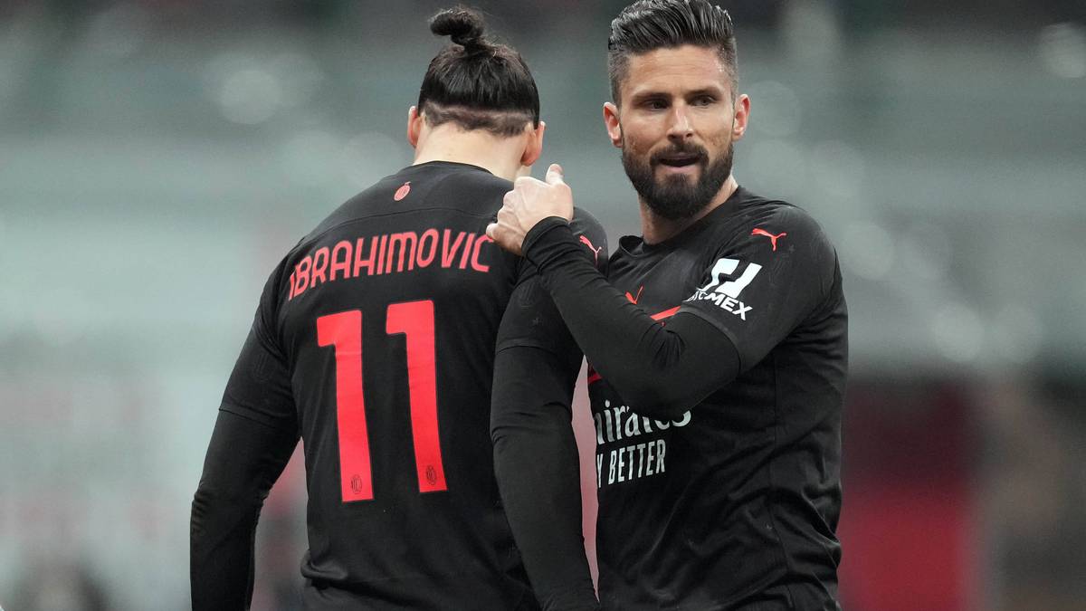 Zlatan Ibrahimovic und Olivier Giroud bilden beim AC Mailand mit 75 Jahren gemeinsam den "Opa-Sturm"