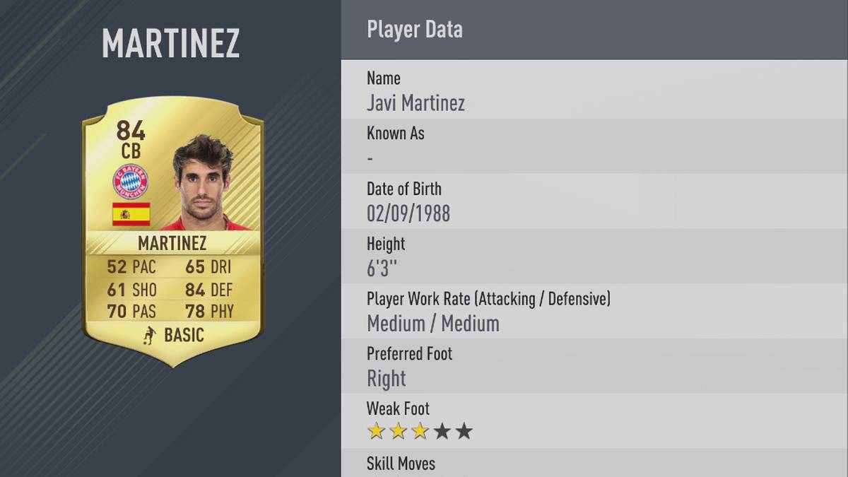 JAVI MARTINEZ: Eine Brachialgewalt von Abwehrspieler. Zweikampfstark, zudem athletisch top - bringt alles mit, was ein Defensivspezialist bei FIFA braucht