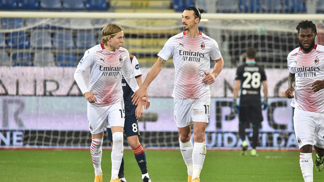 Jens Petter Hauge (l.) spielte mit Zlatan Ibrahimovic bei der AC Mailand