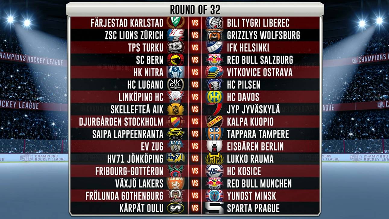 Das sind die 16 Duelle der ersten K.o.-Runde in der CHL