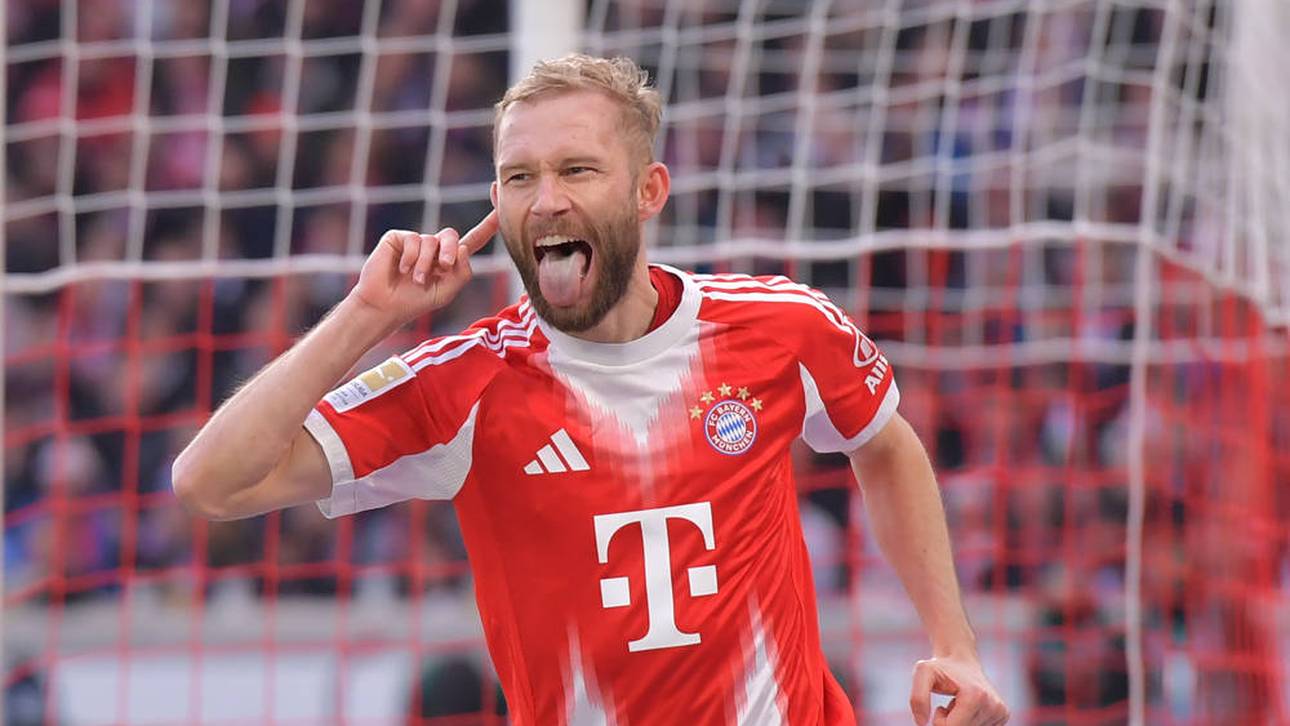 Konrad Laimer jubelt nach seinem Führungstreffer in Stuttgart