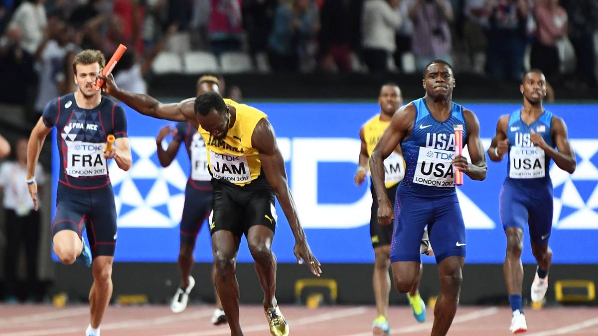 Auch im Staffelrennen will Bolt noch einmal angreifen. Als letzter Läufer will der Sprinter die Medaille für Jamaika klar machen. Doch kurz nach dem Start bekommt Bolt einen Krampf...