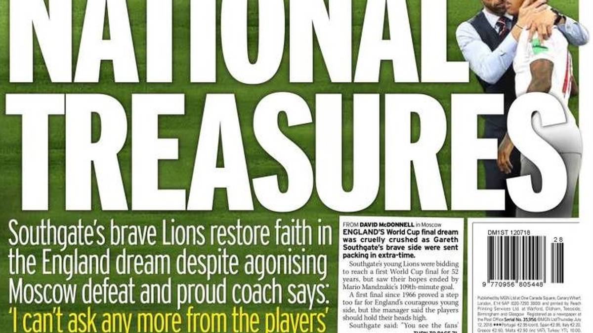 MIRROR: "Vier weitere Jahre Schmerz! Die Herzen der Three Lions zerbrechen, als England gegen Kroatien in der Verlängerung verliert"