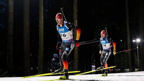 Philipp Nawrath (l.) und Johannes Kühn blieben bei der Biathlon-WM ohne Medaille