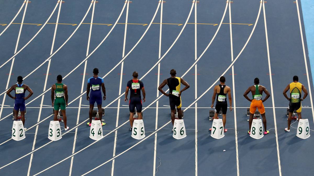 Dann sind alle bereit. Die schnellsten Männer der Welt sind bereit, ihren König zu küren