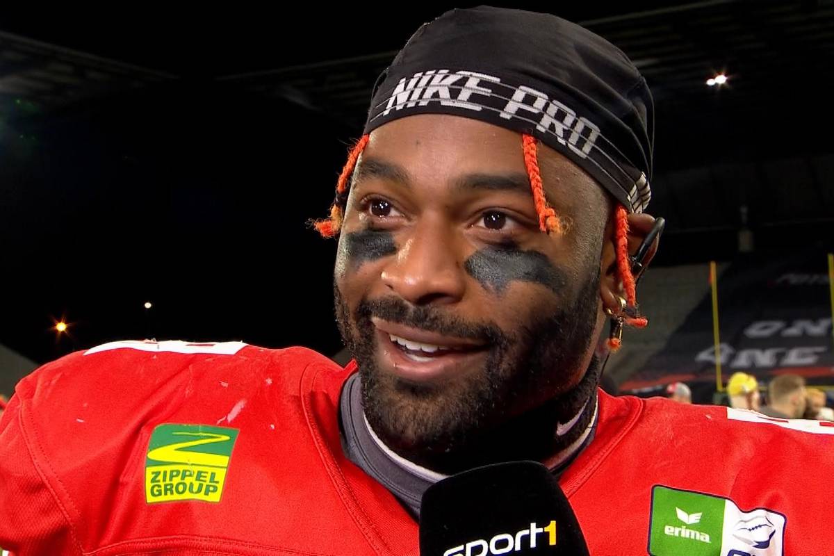 Jaylon Henderson überragt beim Sieg der Potsdam Royals im GFL Bowl 2023. Anschließend entschuldigt er sich schon vorab bei seinen Eltern.