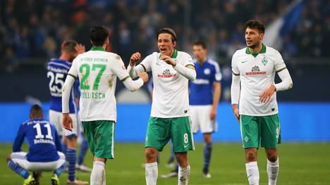 Bremens Clemens Fritz (M.) erzielte auf Schalke sein erstes Saison-Tor