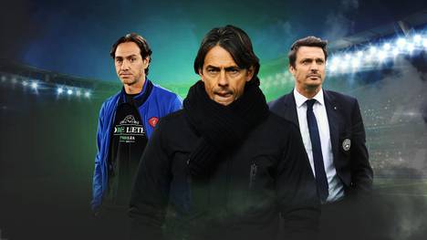 Alessandro Nesta, Filippo Inzaghi und Massimo Oddo (v.l.) stehen künftig in der Serie B am Rand