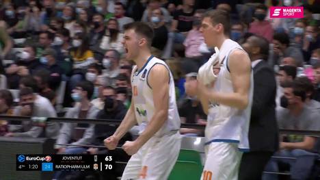 Die Basketballer von ratiopharm Ulm haben sich für das Viertelfinale des Eurocups qualifiziert. Der Bundesligist gewann am Dienstagabend das Achtelfinalspiel bei Joventut Badalona mit 79:73 (32:35) und schaltete damit die beste Mannschaft der Vorrundenphase aus.