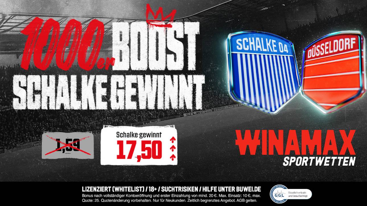Winamax Quotenboost für FC Schalke 04 vs Fortuna Düsseldorf am 02.05. Schalke-Sieg-Quote auf 17,50!