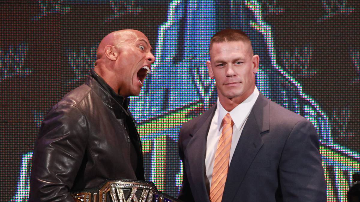 Dwayne "The Rock" Johnson (l.) ist vom WWE- zum Hollywood-Megastar geworden, nicht nur John Cena ist ihm gefolgt. SPORT1 zeigt die Wrestler, die Filmstars wurden.