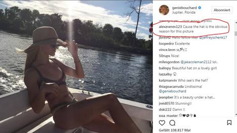 Alexander Zverev (roter Kreis) spottet über den Instagram-Post von Genie Bouchard