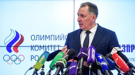 ROC-Präsident Stanislav Pozdnyakov nach einem Treffen mit der Russischen Anti-Doping-Agentur