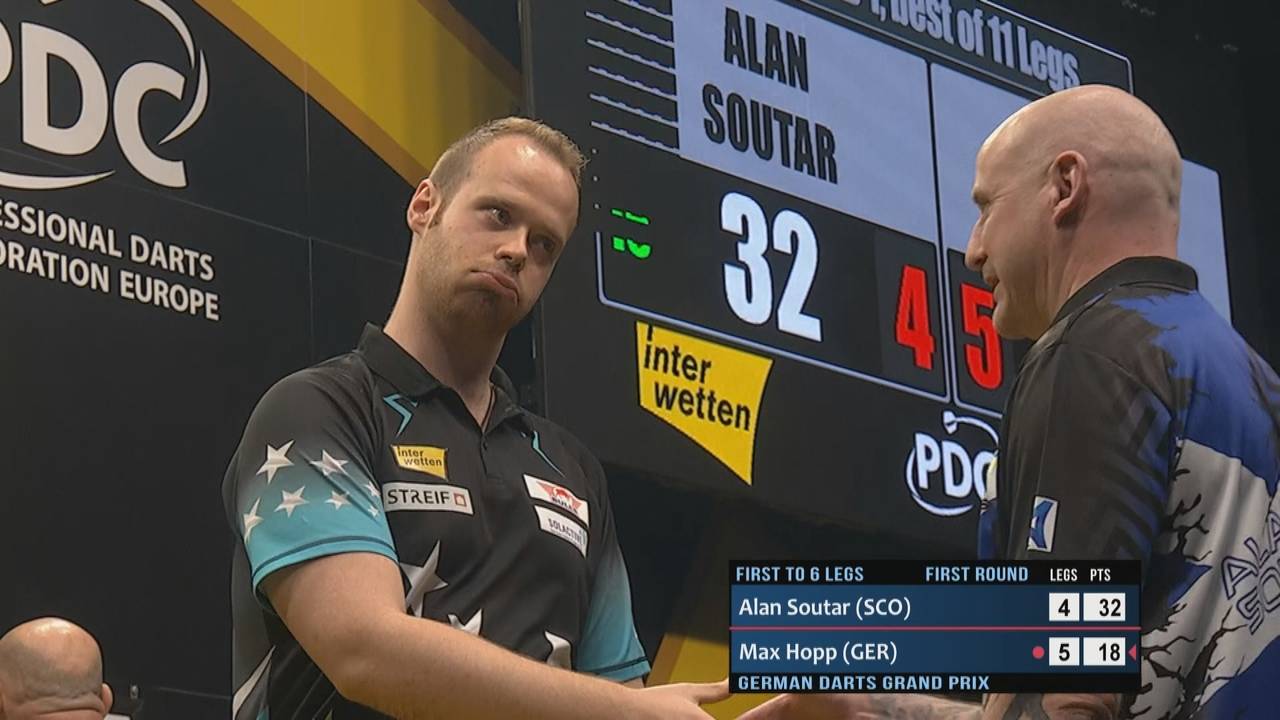 German Darts Grand Prix: Max Hopp schlägt Alan Soutar mit 6:4 | PDC