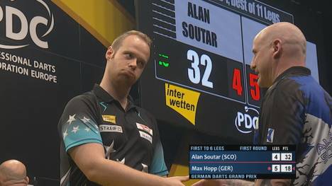 Dragutin Horvat fährt in der ersten Runde des German Darts Grand Prix einen Sieg ein. Alan Soutar bereitet dem Deutschen aber so seine Probleme.