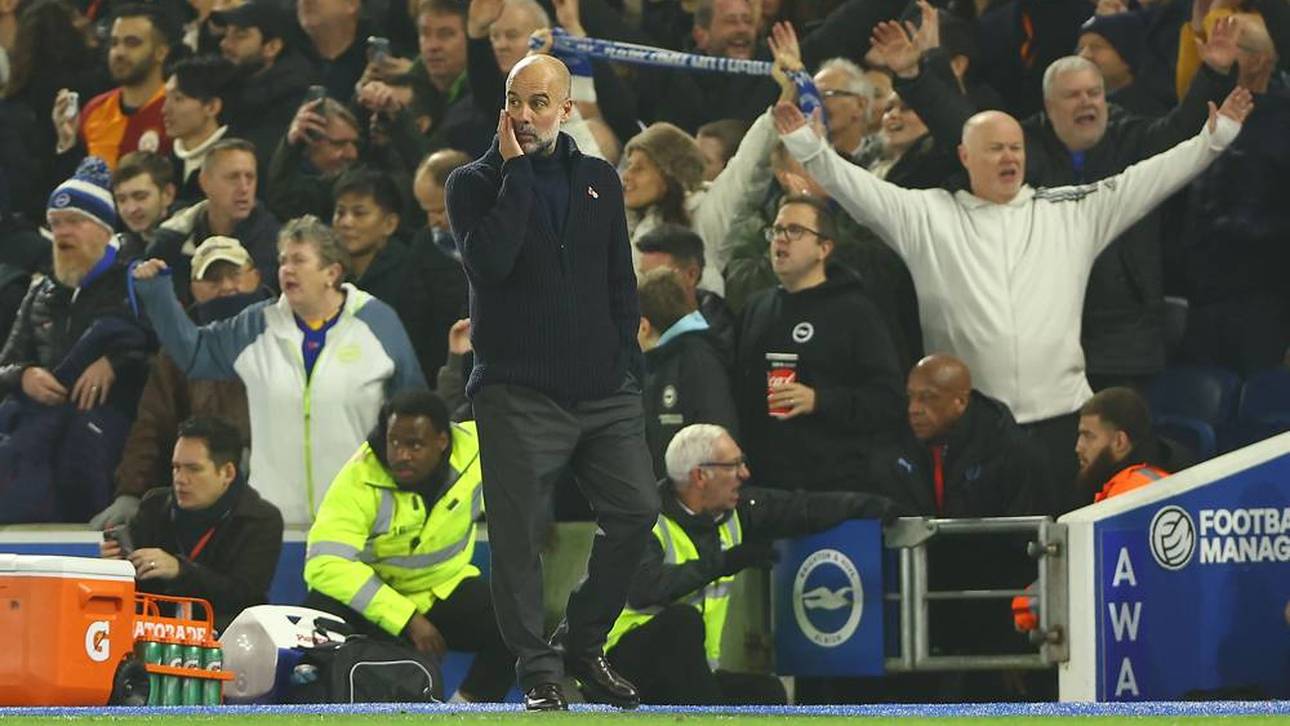 Pep Guardiola bei der 1:2-Niederlage gegen Brighton & Hove Albion in der Premier League