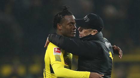 Borussia Dortmund: Trainer Peter Stöger (r.) und Michy Batshuayi