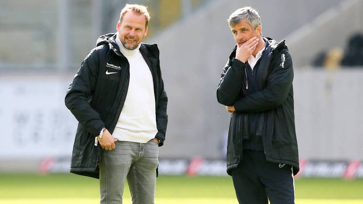 Zwei, die gut miteinander können: Hansas Sportdirektor Martin Pieckenhagen (l., war früher Torwart bei Hansa Rostock) und Trainer Jens Härtel