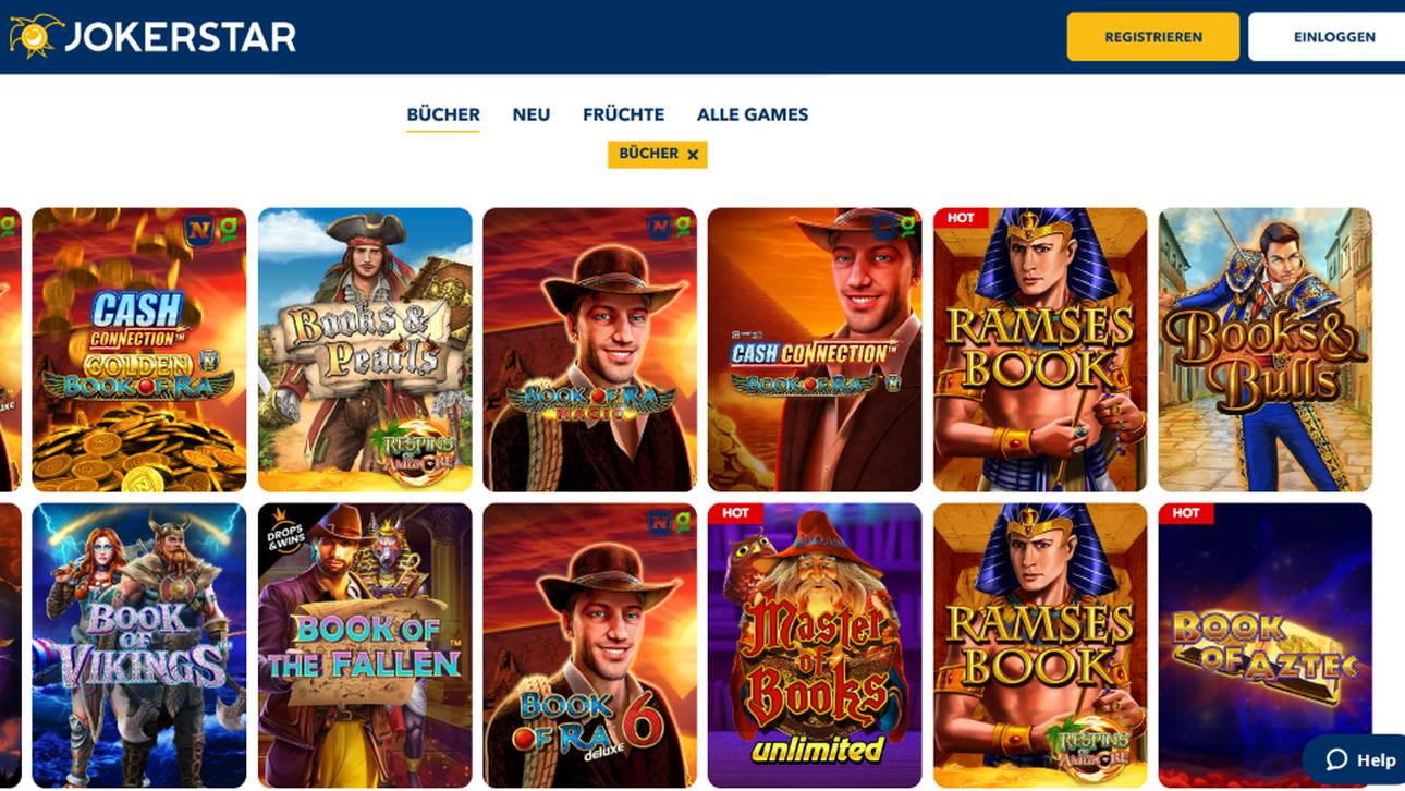 Jokerstar bietet eine breite Auswahl an Slots an