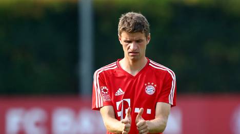 Bayern-Profi Thomas Müller befindet sich im Lauftraining 