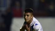 Argentina's Velez Sarfield player Thiago Almada celebrates his goal against Ecuador's Aucas during their Copa Sudamericana football match at Gonzalo Pozo stadium in Quito on February 18, 2020. (Photo by RODRIGO BUENDIA / AFP) (Photo by RODRIGO BUENDIA/AFP via Getty Images)