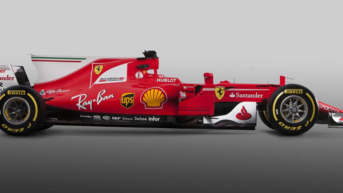 Im Gegensatz zu Mercedes setzt Ferrari, wie die übrige Konkurrenz, auf eine markante "Haifischflosse" am Heck des Boliden