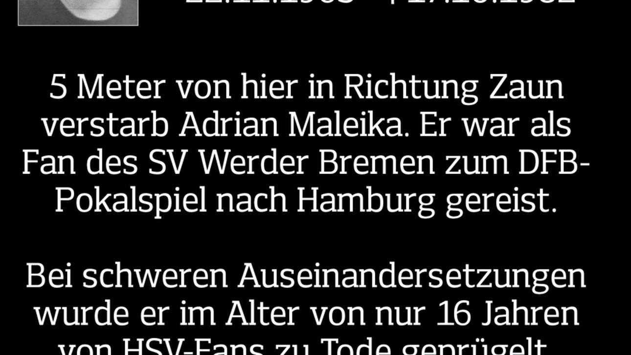 Gedenktafel des HSV für Adrian Maleika
