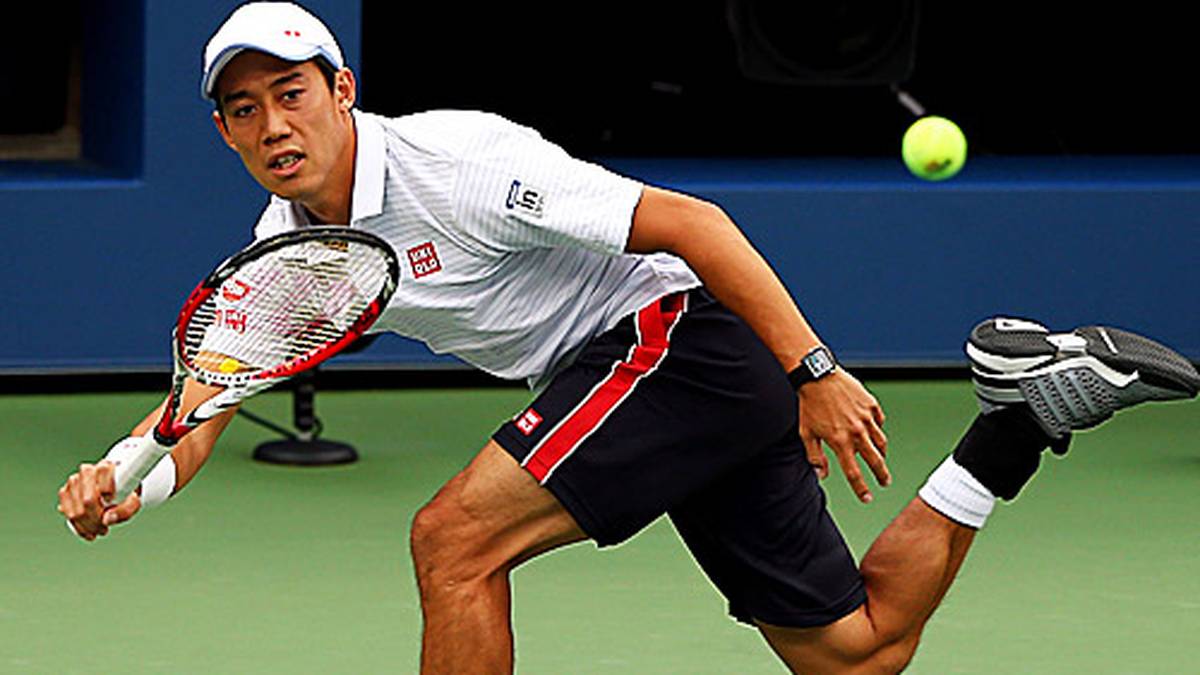 Nishikori, der erste Japaner in einem Grand-Slam-Finale, ist ständig in der Defensive