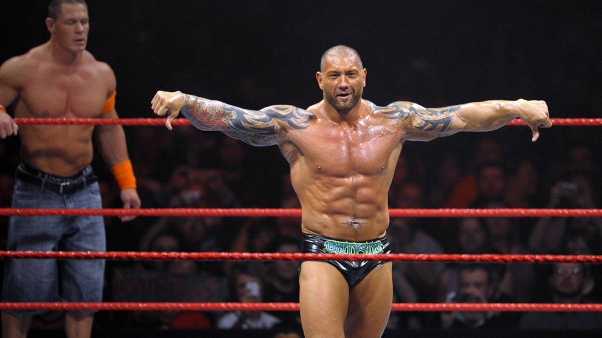 BATISTA: Ebenfalls inzwischen eine Hollywood-Größe: Ex-Bodybuilder Batista, einer der erfolgreichsten WWE-Stars der Nuller-Jahre