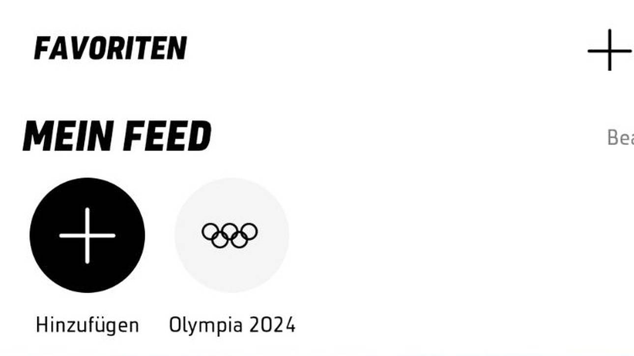 Unter "Favoriten" lässt sich Olympia 2024 auswählen