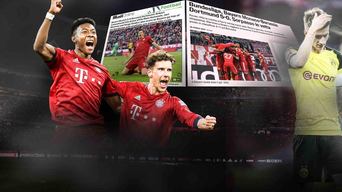 Die internationale Presse zeigt sich beeindruckt vom Auftritt der Bayern im Topspiel. "Das Kovac-Team präsentiert sich so hungrig wie nie in dieser Saison", schreibt etwa die "Gazzetta". Der BVB erhält dagegen ein vernichtendes Urteil. SPORT1 fasst die Stimmen zusammen