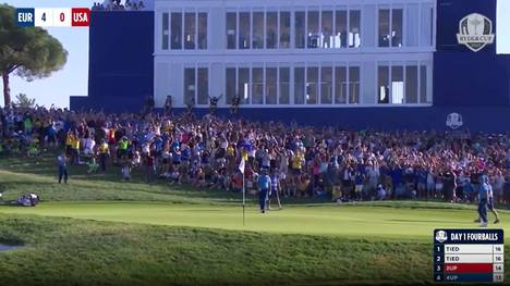 Jon Rahm sorgte für viel Staunen am ersten Tag des Ryder Cups. Am 16. Loch chippte der Spanier den Ball direkt ins Loch und erzielte somit für den Schlag des Tages.