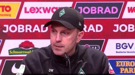 Ole Werner zeigt sich nach der 0:5-Klatsche gegen Freiburg sichtlich enttäuscht. Vor allem die gegenseitigen Schuldzuweisungen der Spieler haben dem Werder-Trainer nicht gefallen.