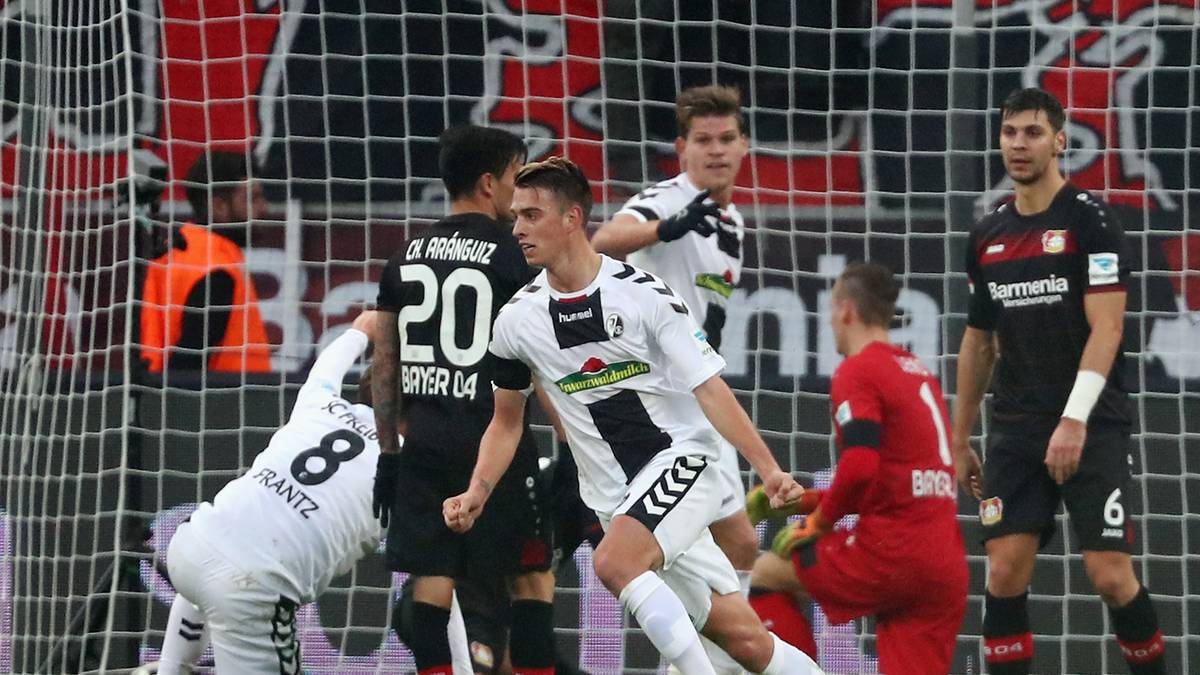 Doch nicht überall läuft es gut für die Gastgeber: In Leverkusen erzielt Janik Haberer in der 31. Minute das 1:0 für den SC Freiburg