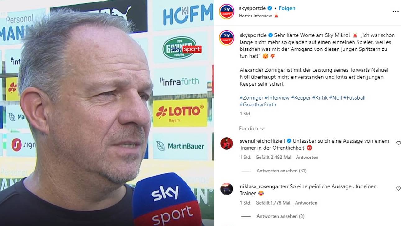 Ulreich kritisierte Zorniger für dessen Aussagen