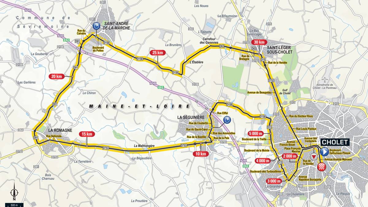 3. Etappe - Mannschaftszeitfahren in Cholet (35,5 km): Von vielen gefürchtet - Das Mannschaftszeitfahren! Dabei bietet sich für die Teams mit den starken Zeitfahrern die Chance, gleich mehrere Fahrer in der Spitze des Gesamtklassements zu platzieren. Fast 36 Kilometer, mit Start und Ziel in Cholet, gilt es dabei schnellstmöglich zu bewältigen
