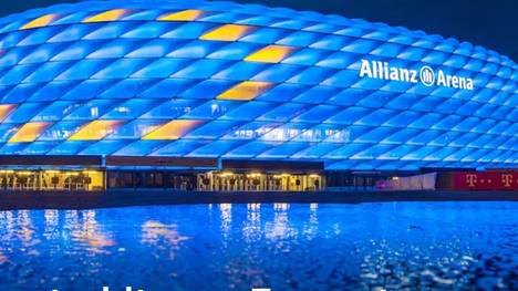 Die Allianz Arena in München soll anlässlich des Europatags am 9. Mai in den Farben Blau und Gelb erstrahlen